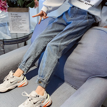 Korean Girls Jeans Autumn Winter 2021 New Childrens Long Pants Autumn Clothes Loose Daddy Pants for Big Kids Girls