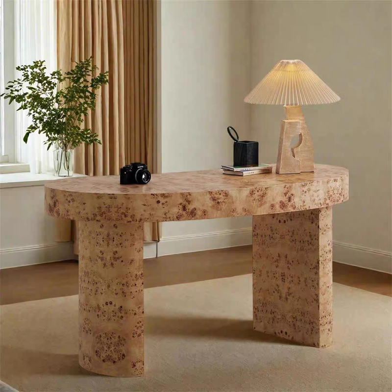 Medieval-Style Solid Wood Cashew Wood Desk, Designer Model with a High-End Feel, Tree Burl Surface Writing Desk, Wabi-Sabi Style Curved Writing Desk Medieval-Style Solid Wood Cashew Wood Desk, Designer Model with a High-End Feel, Tree Burl Surface Writing Desk, Wabi-Sabi Style Curved Writing Desk