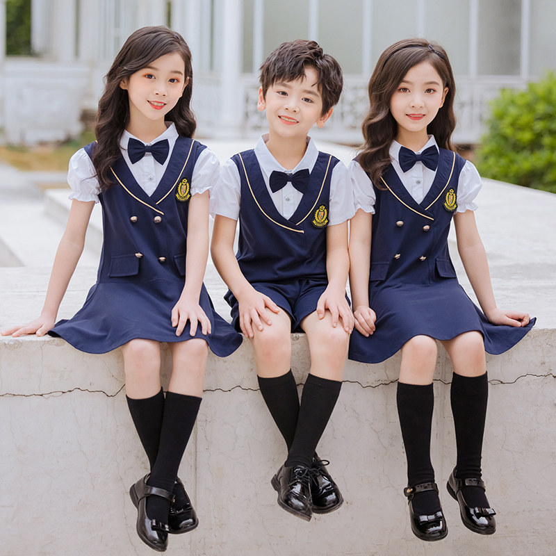 Primary School Children's Summer School Uniforms Children Graduation Photo Sets Kindergarten Garden Clothes College Wind Graduation Chorus Out of Costume