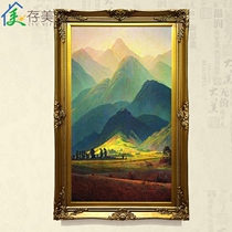 European-style entrance oil painting landscape decoration painting aisle living room study hanging painting pure hand-painted oil painting David Giant Mountain vertical