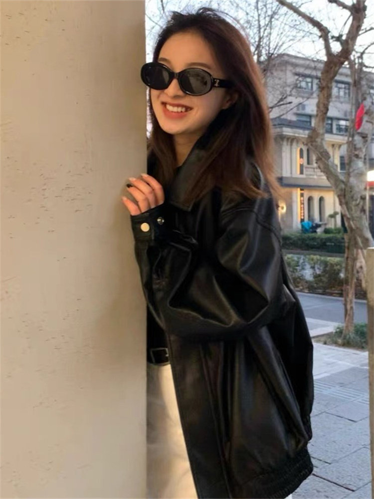 2023春秋季新款，黑色PU皮夹克如何演绎高级美式风？🔥-常规大码外套-淘宝好物网