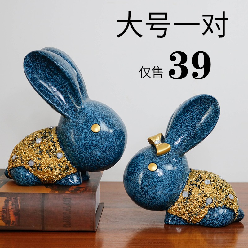 Eurostyle lovers rabbit swinging pieces Home Ornament Creativity Living Room Furnishing Wedding Birthday Gift New House Jo Relocating