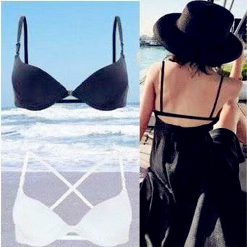 Front-Closure Bra with Thin Straps, Backless Lingerie, Small Bust Push-Up, Sexy Backless Bra, Wireless Bra, Thin Style, Makes Large Bust Look Smaller