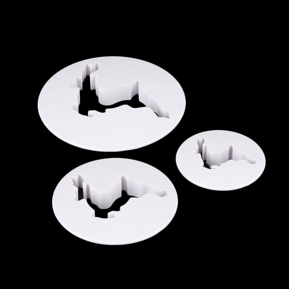 3Pcs Deer Fondant Cake Cookie Decorating Cutter Sugar Mold T