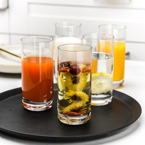 Yajia glass water cup set heat-resistant transparent milk cup juice cup tea cup uncovered home living room 6 sets