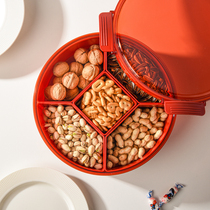Sealed moisture-proof dry fruit box with cover Chinese candy box living room tea few snack box red dry fruit plate