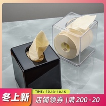 Acrylic transparent tissue box black high-grade square plastic drop-resistant paper box thick napkin paper box