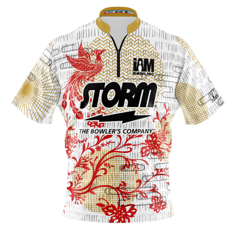 Storm Ds Bowling Jersey White and Yellow Patchwork Bowling Uniform Short-Sleeved Top 3D Polo Fir 2087-St