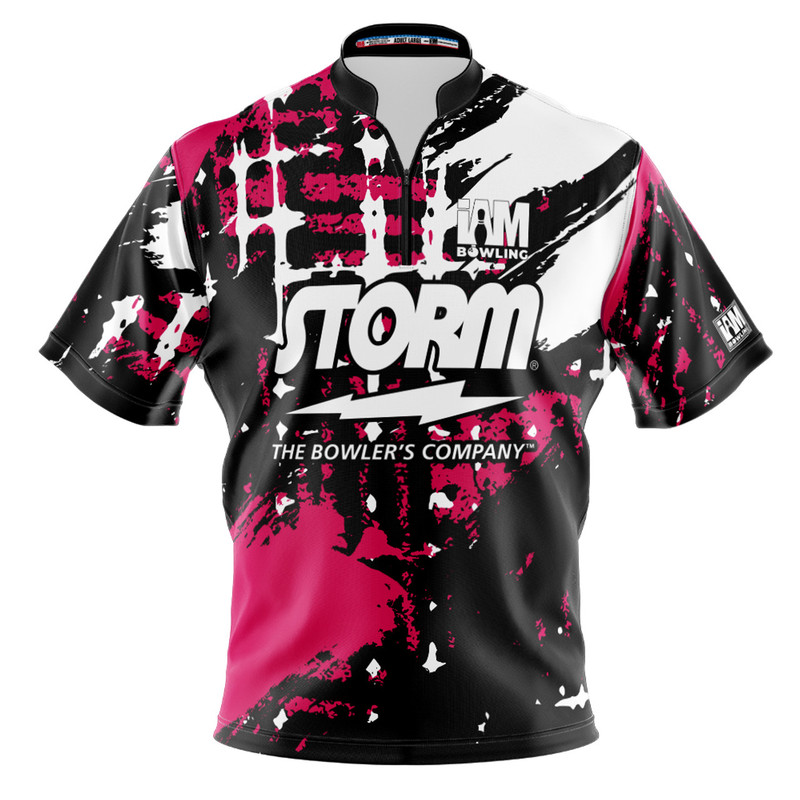 Storm Ds Bowling Jersey Pink and Black Spliced Bowling Uniform Short-Sleeved Top 3D Polo Fir 2124-St