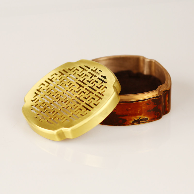 Large lacquered brass incense burner household indoor aromatherapy stove sandalwood incense burner purifies the air antique for Buddha incense ornaments