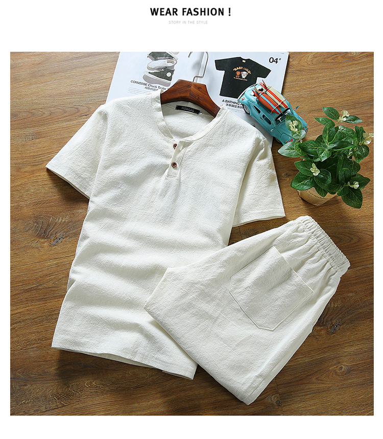 Của nam giới Nam Mùa Hè Ngắn Tay Áo Người Già Quần Áo Grandfather Linen Set Trung Niên Gió Trung Quốc Cha Mùa Hè Ăn Mặc