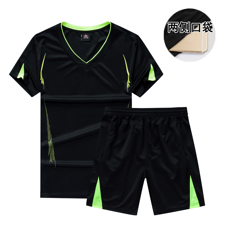 Thể thao phù hợp với nam giới mùa hè tập thể dục chạy ngắn tay T-Shirt năm điểm quần short lỏng khô nhanh cầu lông quần áo hai bộ adidas nữ cộc tay