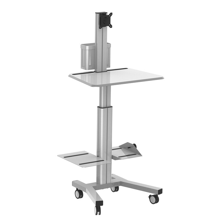 Nurse Check Room Rocket Cart Dual Screen Display Mobile Desktop Computer Landing Stand KVM Laptop Workstation