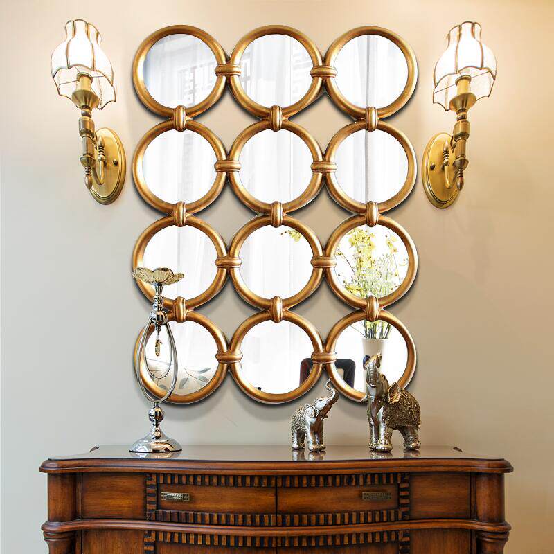 Eurostyle Decorative Mirror Fashion Genguan Mirror Rear Modern Wall-mounted Mirror-Like Room Background Wall Wall Decorated Round Bathroom Mirror