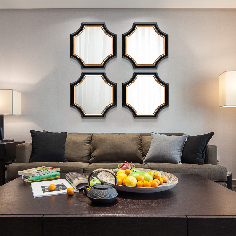 European classical light luxury creative square mirror living room mirror porch dining side mirror background wall hanging combination decorative mirror
