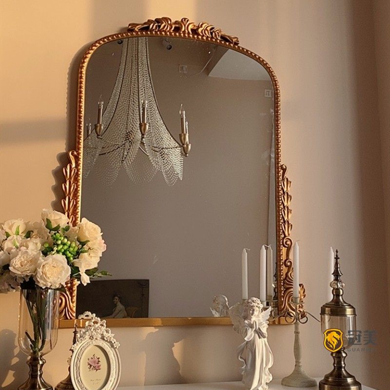 French decorative mirror living room carved light luxury art American Wall Wall Wall Wall Wall retro makeup fireplace mirror