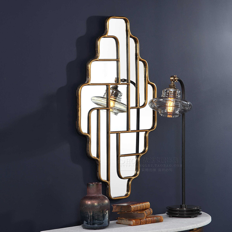 Dining Room Wall Decoration Rhomboid Art Hanging Mirror Background Wall Eurostyle Decoration Genguan Decoration Mirror Wall-mounted American