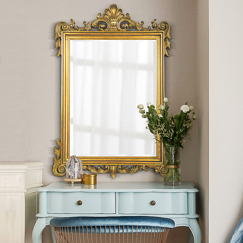 American Retro Wall-mounted Mirror Genguan Mirror Dining Side Decorative Mirror Bedroom Make-up Mirror Bathroom Mirror Background Wall Art Mirror