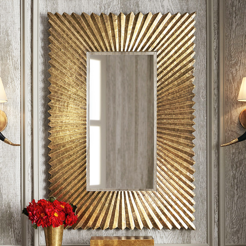 Antique Gold Bedroom Makeup Mirror Wash Mirror Foyer Mirror Bathroom Large Mirror Dining Edge Mirror Custom Entrance Decorative Frame