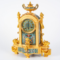 Tim European Antiques Western Antiques French Home Decoration Ornaments Mechanical Enamel Copper Gilt Clock