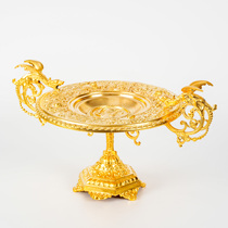 Tim European antiques and Western antiques French home decoration gilt copper relief fruit plate ornaments