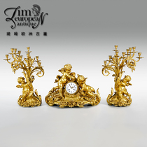 Tim European antiques and Western antiques French Napoleon III gilt bronze mechanical clock (already released)