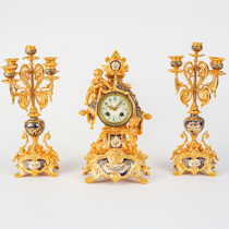 Tim European Antiques Western Antiquities French Home Decoration Ornaments Mechanical Movement Enamel Colored Clock