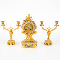 Tim European antiques and Western antiques French home decoration collection ornaments enamel mechanical clock three-piece set