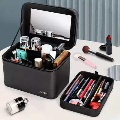 Cosmetic bag female portable 2020 new super fire portable double-layer portable cosmetic case large capacity cosmetics storage bag