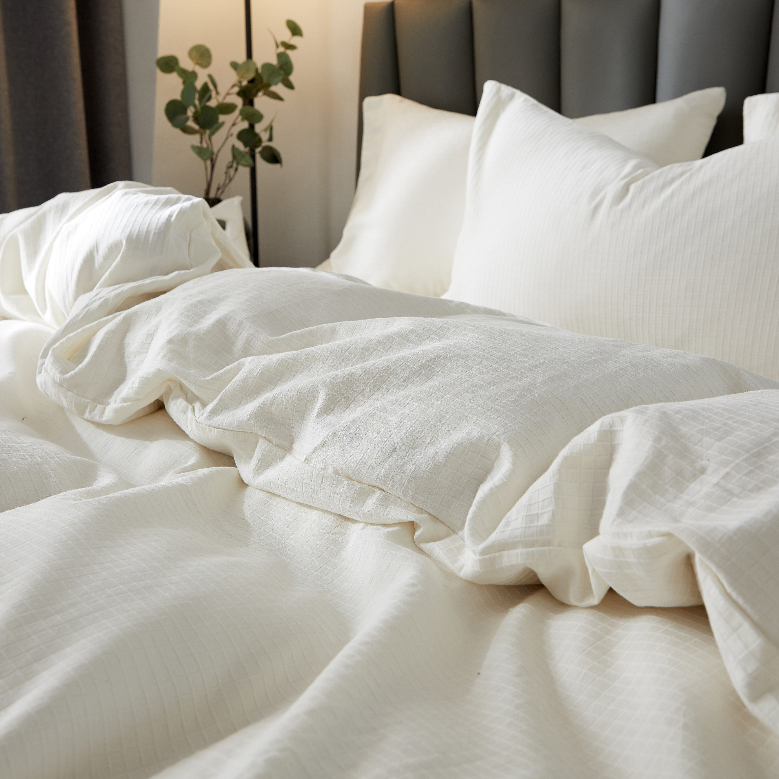 Export Japan ~ natural raw cotton undyed A class of four pieces of pure cotton full cotton folk juku white quilt cover bedding