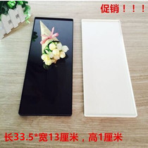 Plastic black and white rectangular cake pan West dessert dessert freezer plate mousse display tray ceramic flat plate