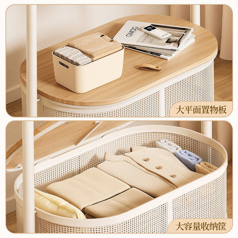 Clothes Rack, Floor-Standing, for Bedroom, for Placing Clothes at Night, a Magical Storage Solution, Movable Shelf, Space-Saving Coat Rack