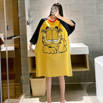 Plus size cotton bat sleeve nightgown Women summer dress cartoon pajamas loose fat MM200 kg home clothes