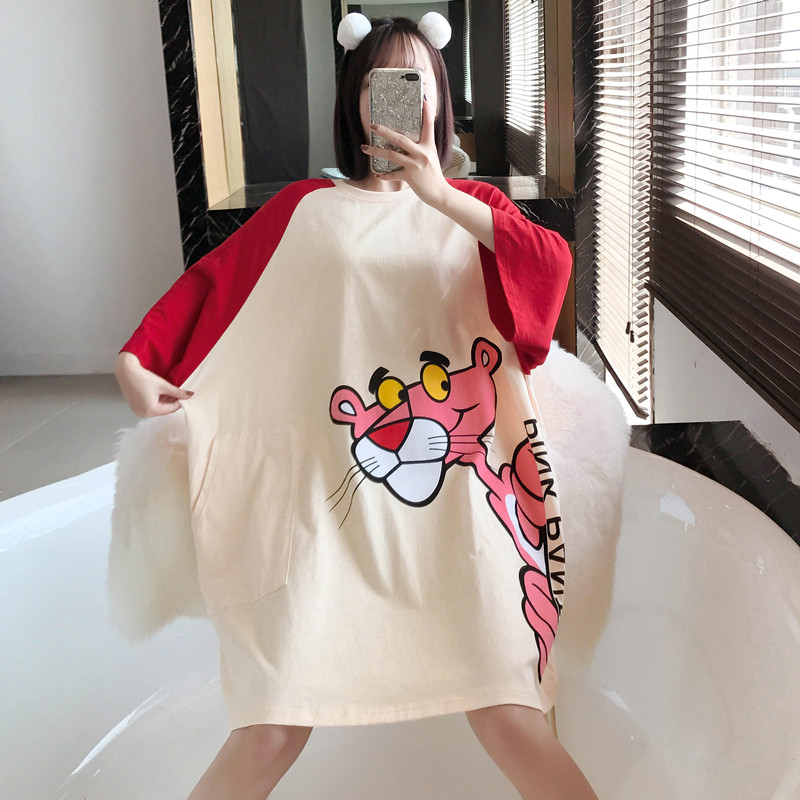 Fat MM200 jins extra-large pajamas plus fertilizer to increase women's 260 jins oversized loose cotton nightdress women's summer short sleeves