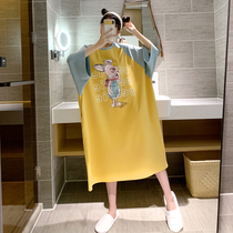 Nightdress women Summer cotton short sleeve cartoon pajamas women 260kg fat mm200 kg plus size thin loose home clothes