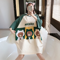 Plus fat extra-large size thin cotton nightdress womens summer short-sleeved Korean version 260 jin pajamas womens loose fat sister 200 jins