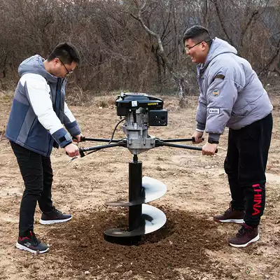 Ground drill drilling machine Large-scale project four-stroke high-power pole drilling planting tree piling drilling machine