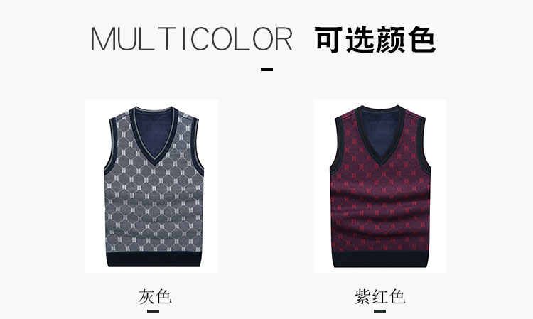 Áo vest nam ấm áp cộng với nhung dày v-cổ không tay đan vest nam mùa đông dày áo len vest vest vest đen nam