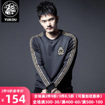 Yukou sweater male 2021 new spring and autumn season trend slim gold webbing stitching embroidery tide brand mens top