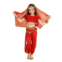 Baiya Qianhui childrens belly dance stage performance clothing spring and summer new lotus leaf short-sleeved highlight pants oriental dance clothing