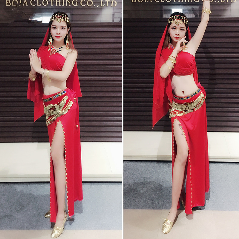 100 one thousand one thousand hui 2022 Indian Dance Performance Costume Belly Leather Dance Suit New Adult Woman Inclined Shoulder Dance Play Out