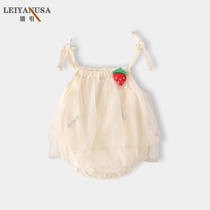 One-year-old girl baby skirt Summer thin suspender dress Baby summer princess dress Triangle romper suspender bag fart dress