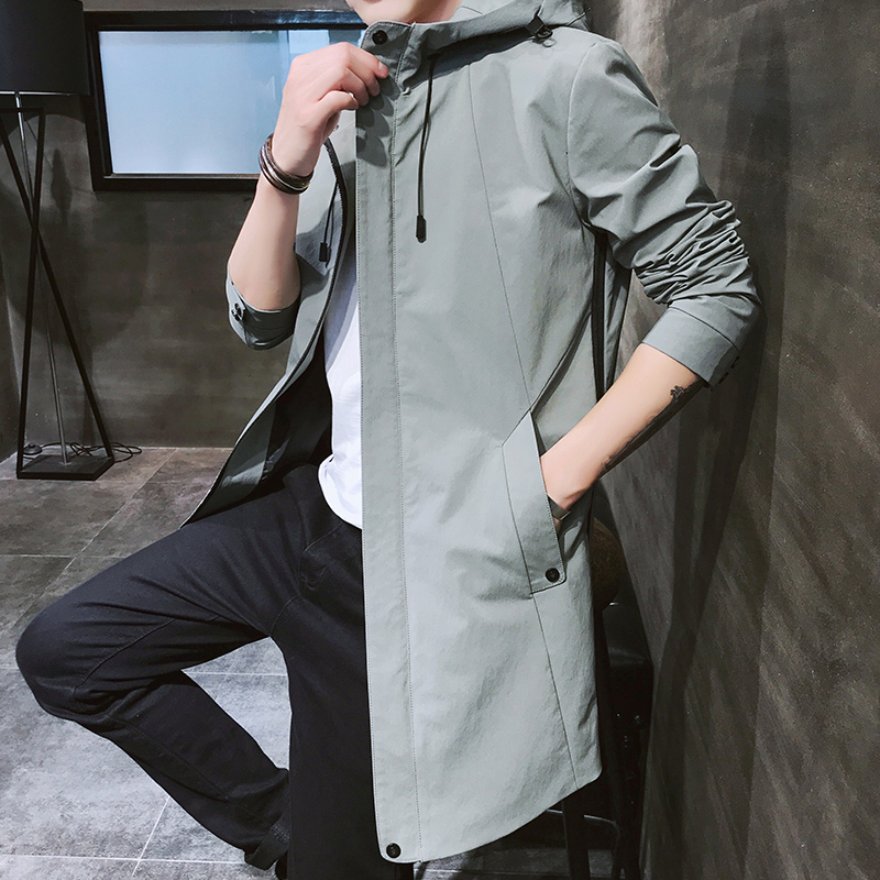 2020 người đàn ông mới của áo gió trung dài Hàn Quốc phiên bản của xu hướng mùa thu mùa đông dày áo khoác trùm đầu đẹp trai thân áo