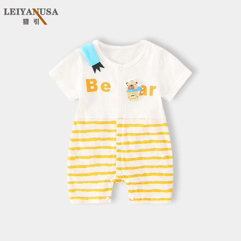 1 One-year-old children's clothing cute super cute summer short-sleeved suit bag fart suit Cartoon bear year-old baby summer clothes