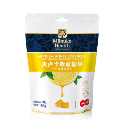 蜜纽康麦卢卡蜂蜜MGO400+糖果柠檬味135g蜂蜜喉糖呵护咽喉manuka