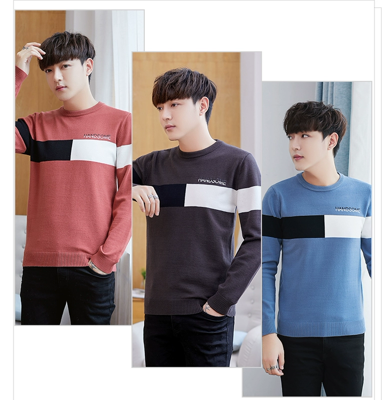 Quần áo mùa thu áo len nam mùa xuân và mẫu mùa thu Phong cách Hàn Quốc cá tính mùa thu đông cổ tròn 2019 áo len mới - Cặp đôi áo len
