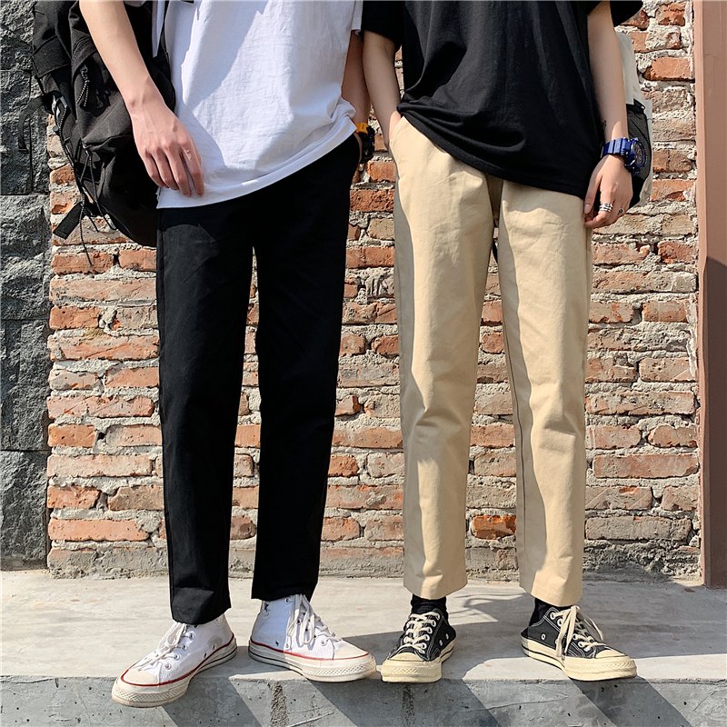 Summer slim fit pants male port wind loose straight cylinder 90% wide leg pants card with its color casual 100 lap trendy pants