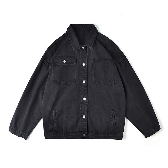 ເສື້ອຢືດ Denim ດູໃບໄມ້ລົ່ນຂອງຜູ້ຊາຍໃນລະດູໃບໄມ້ປົ່ງໃນຍຸກໃຫມ່ຂອງຍີ່ປຸ່ນ retro ເກົ່າແກ່ oversize ເສື້ອ jacket ເຮັດວຽກແບບສະບາຍ trendy