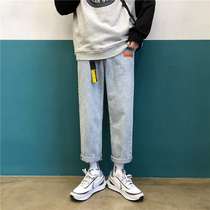 Japanese New Tide brand Youth loose straight jeans mens port wind ins leisure students wild wide leg trousers