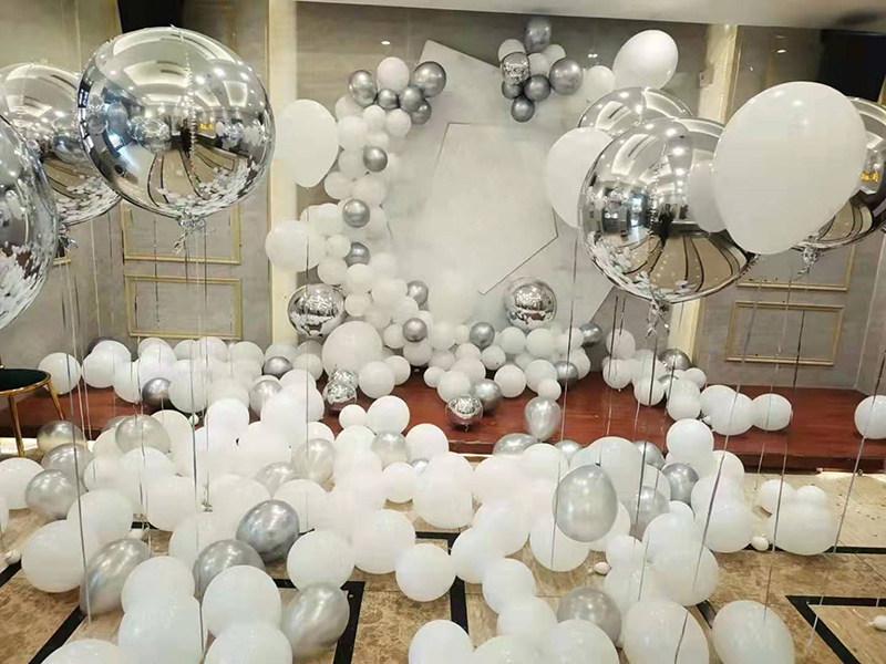 INS white very simple Nordic wind silver theme birthday romantic proposal balloon chain decoration